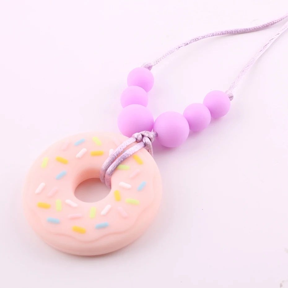 Dount Teether Pink 1 шт. BPA бесплатно детское пончик Силиконовое ожерелье для грудного вскармливания жевательные бусины товары для ухода за ребенком экологичный детский Прорезыватель - Цвет: Dount Teether Pink