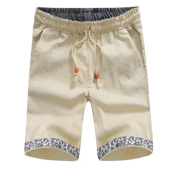 

2019 Summer New Linen Shorts Loose Men's Casual Shorts Black White Drawstring Waist Shorts Men Plus Size M-3XL