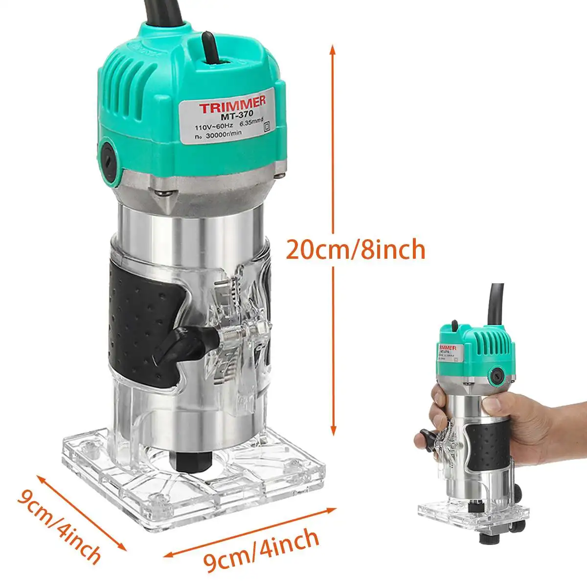 1/4 Inch 2200W Woodworking Electric Trimmer Wood Milling Engraving Slotting Trimming Machine Hand Carving Machine Wood Router