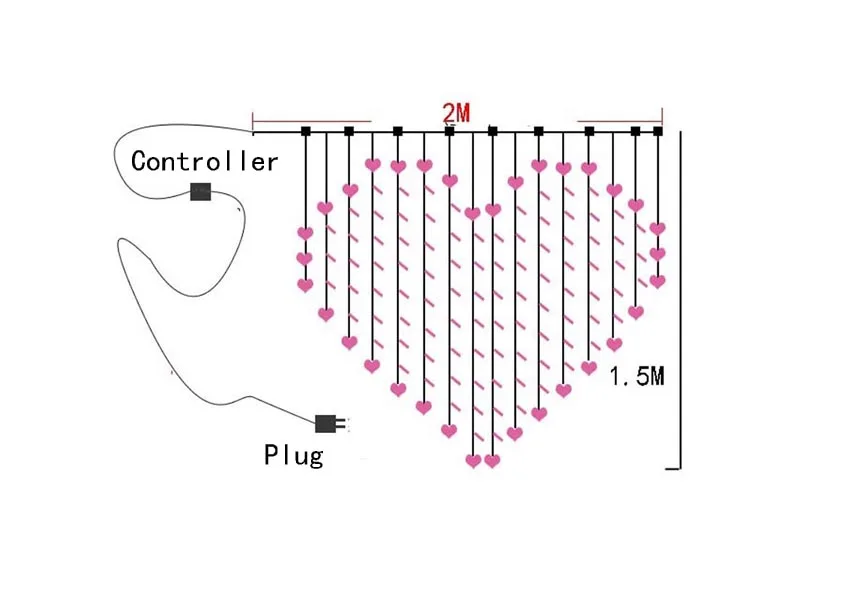 SPLEVISI светодиодный Сказочный светильник для занавесок в форме сердца 2 м* 1,5 м 128 светодиодный s для Рождества, свадьбы, вечерние гирлянды на окно, на День святого Валентина, Рождество