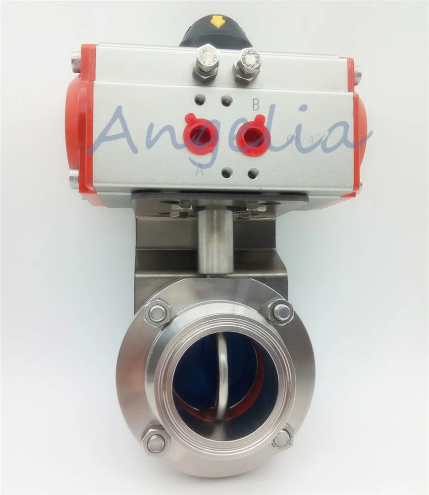 1-1/" Санитарно нержавеющей 304 три-зажим силиконовый пневматический клапан бабочка