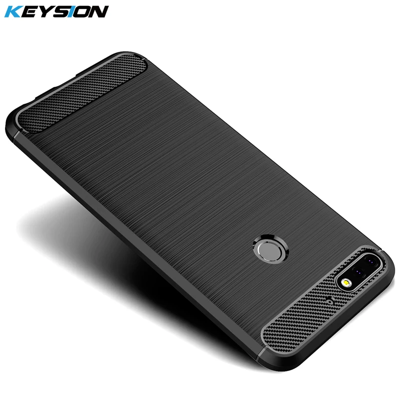KEYSION Телефон чехол для huawei наслаждаться 8 углеродного волокна ТПУ мягкий силиконовый матовый антидетонационных задняя крышка для Honor 7C для