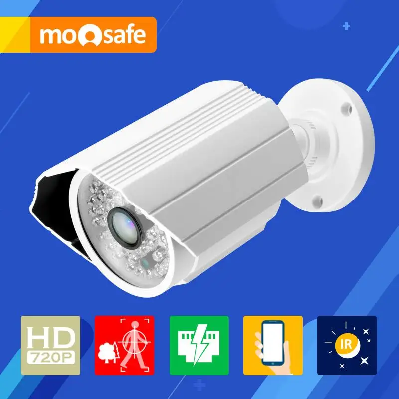 

Mosafe 1MP 1280*720P Power Over Ethernet POE Video Camera IP66 Waterproof night vision Onvif  Surveillance Camera /Black