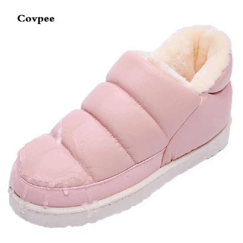 

Winter lovers PU Leather home cotton slippers Men and women thick bottom non slip waterproof thermal insulation mt-8508