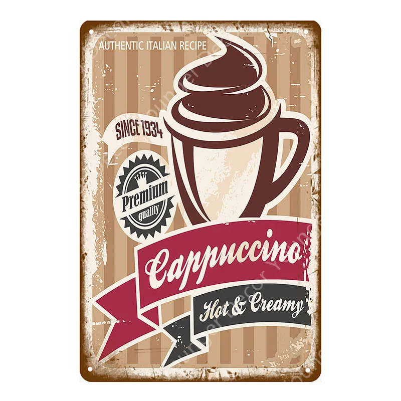 Кофе со льдом металлическая доска Лионс чай эспрессо оловянный Плакат Бар паб кафе магазин ресторан винтажный Настенный декор живопись доска - Цвет: YD1769E
