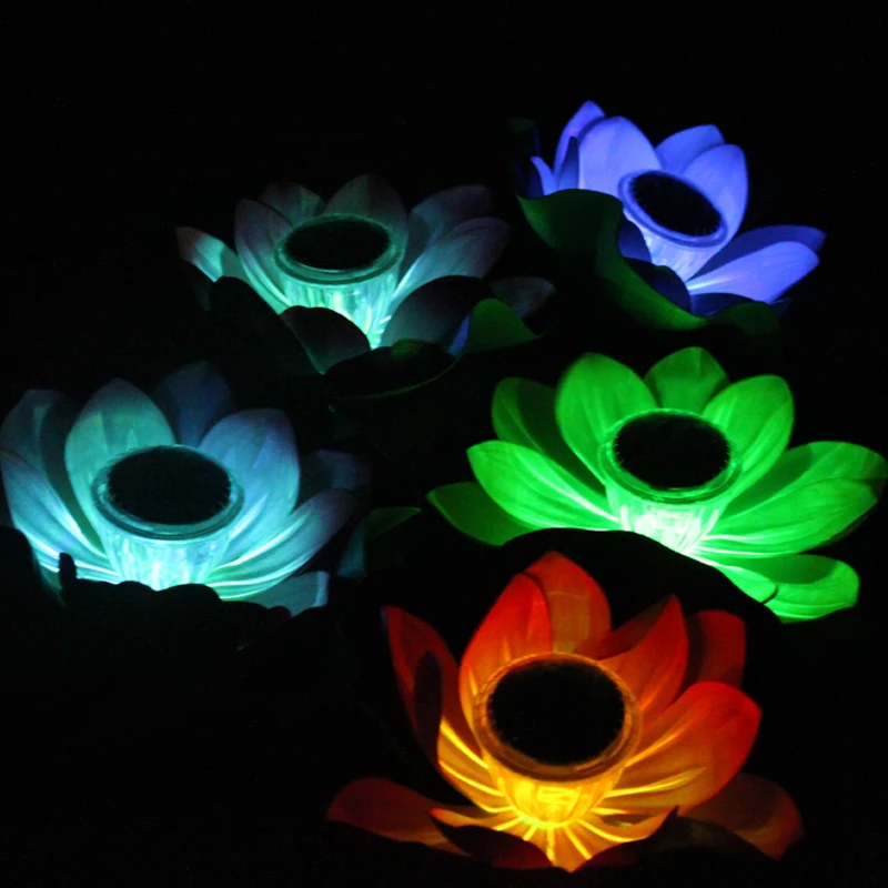 Солнечная Светодиодные Lotus Фонари воды float свет красочный LED Плавающий цветок праздник лампа для Двор садовый пруд бассейн ночник jinle