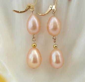 

wb00545 2pc big 12mm baroque pink freshwater pearls dangle drip earrings14/20