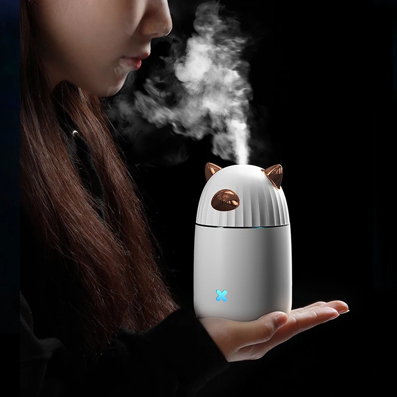 

350ml Ultrasonic Air Humidifier Adorable Pet Car Air Aroma Essential Oil Diffuser USB Mist Maker With Color Light Fogger