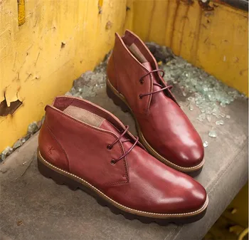 

Spring new personality pointed toes martin boots chelsea boots leather lace-up men ankle boots