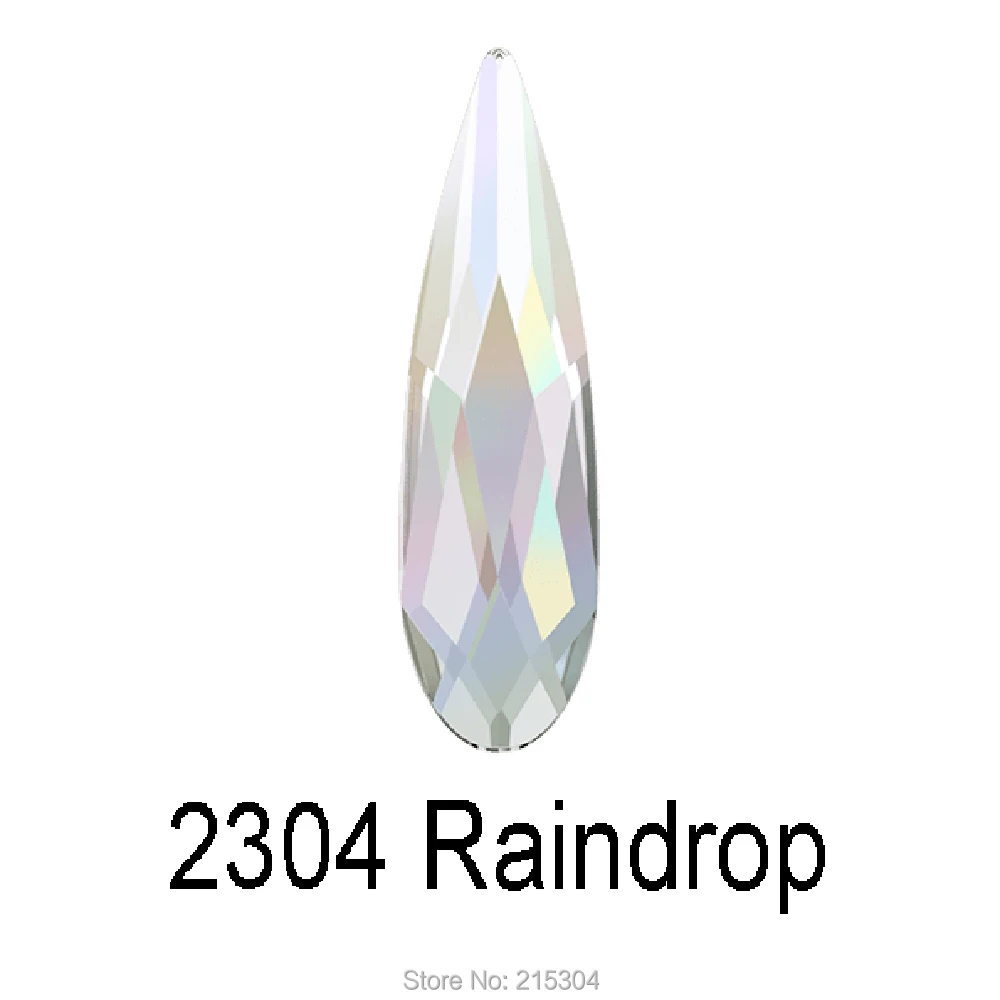Элементы Swarovski капля дождя(2304) AB Кристалл(без горячей фиксации или горячей фиксации) железо вкл(6x1,7, 10x2,8, 14x3,9) мм Стразы с плоским основанием