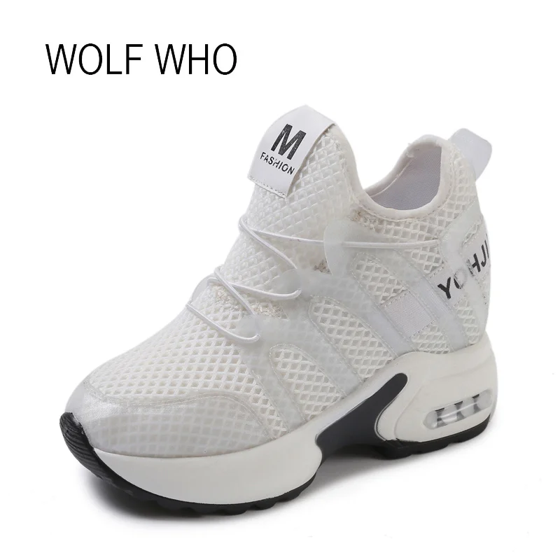 

WOLF WHO 2018 Women Platform Sneakers Female Hidden Wedge Shoes Ladies Thick Sole High Heels Krasovki h-424