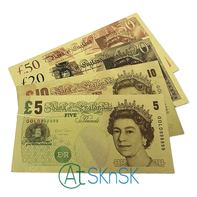 4pcs Lot Full Set United Kingdom Pound Colorful Gold Foil Plated 4pcs Lot Full Set United Kingdom Pound Colorful Gold Foil Plated Double Design Uk Banknote For Collection Paper Money