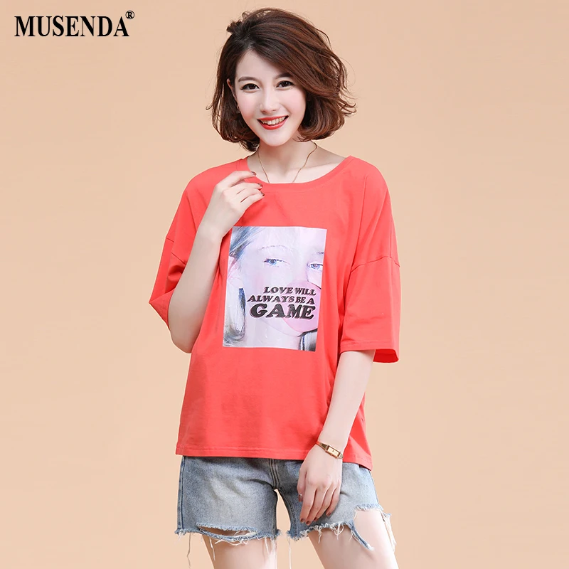 

MUSENDA Plus Size Women Jacinth Print Loose 3/4 Sleeve T Shirt Tees 2018 Autumn Ladies Casual Fashion T-shirts Tops Clothing 5XL