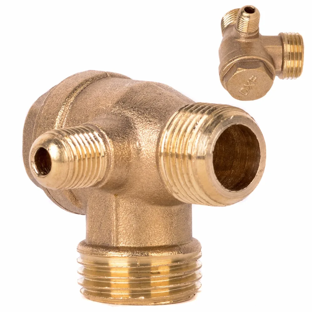 

1pc New 3 Port Check Valve Aluminum Alloy Male Thread Check Valve Connector Tool For Air Compressor
