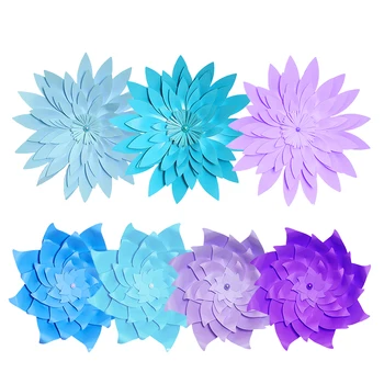 

HAOCHU 7Pcs 15cm/20cm Paper Artificial Flowers Backdrops Blue Wedding Decoration Anniversary Party Home Supplies Easter DIY