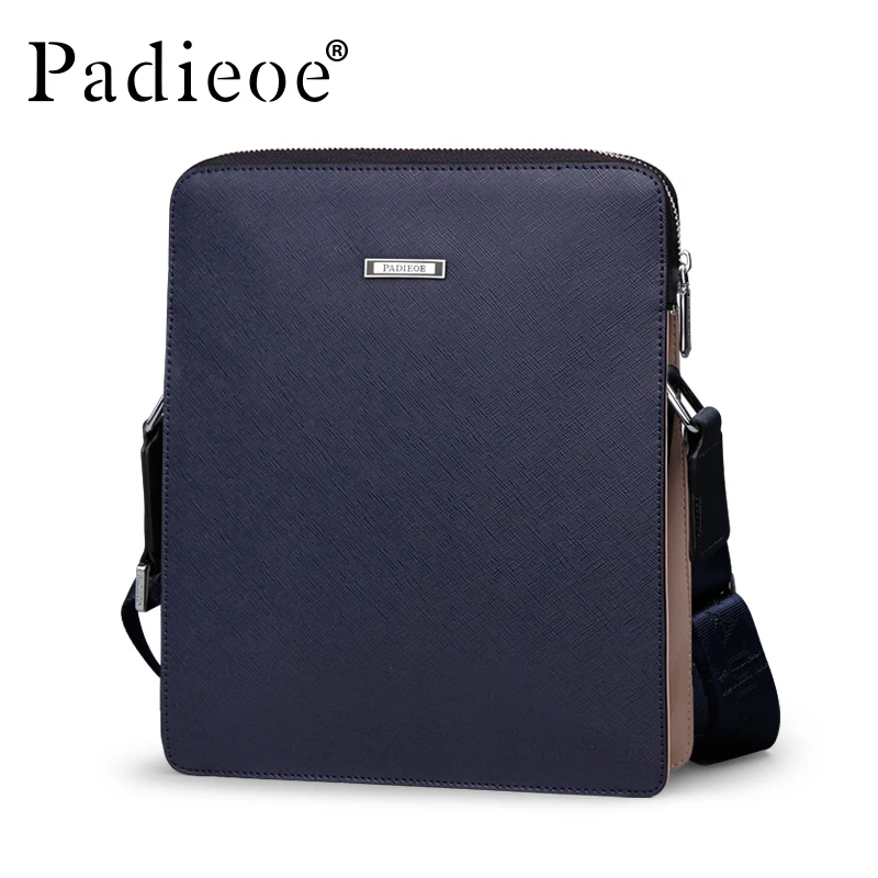 Padieoe Top Quality Split Cow Leather Shoulder Bag Men's Famous Brand Messenger Bags Male Luxury Designer Crossbody Bag Handbags