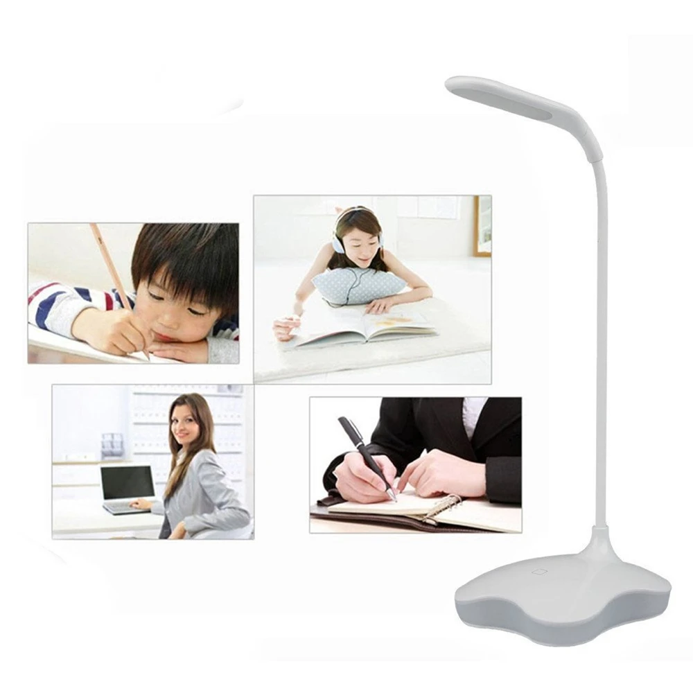 LED Desk Table Lamp Night Light Clover 3 Level Dimmable Auto Sensor Touch Wireless USB Rechargeable For Bedside Reading