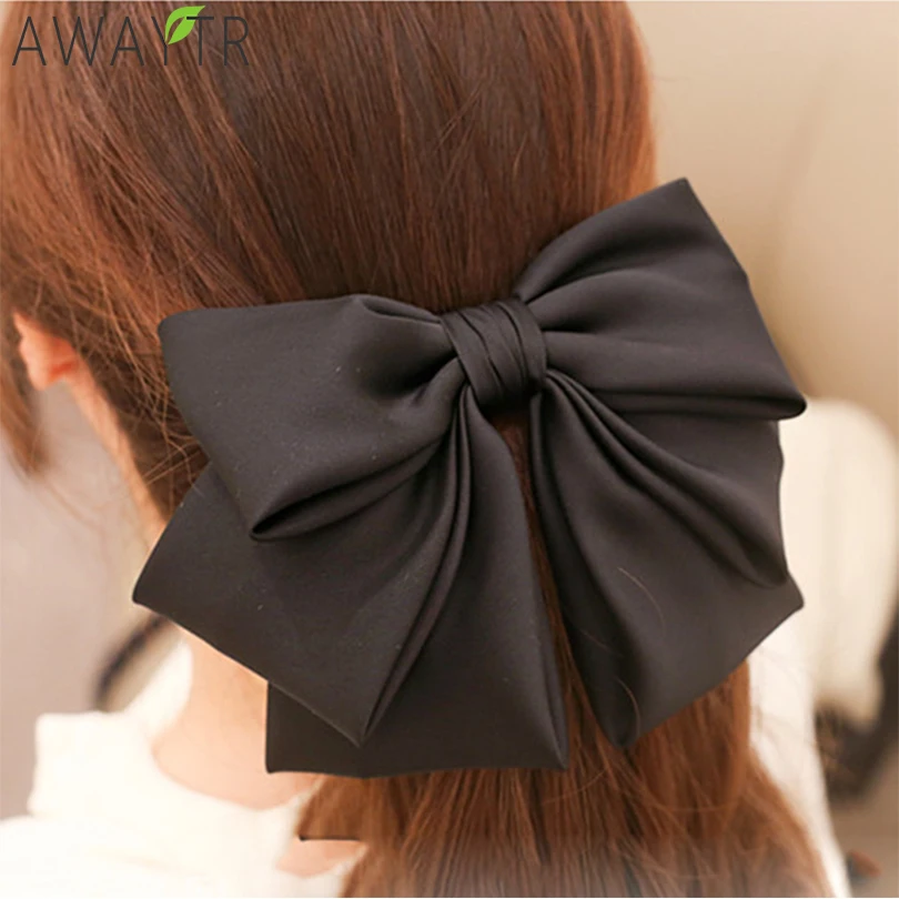 

Oversized Bow Elastic Scrunchie Two-Color Stitching Girl Hair Bands Fashion Women Headwear Horsetail Fixed Hair Accessories