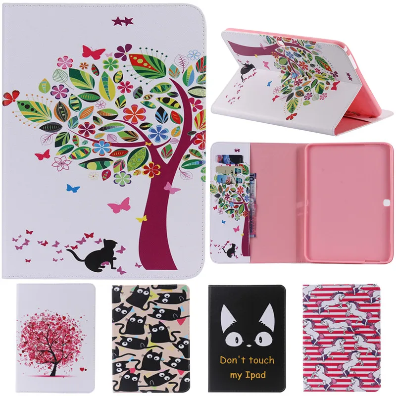 

Cute Cartoon Flower Card Slot Stand Flip PU Leather Coque Case sFor Samsung Galaxy Tab 4 10.1" T530 T531 T535 Tablet Cover Cases