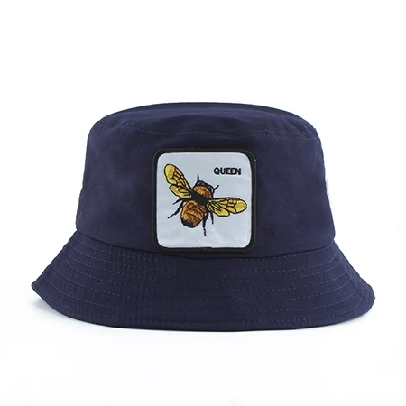 Панама мужская шляпа-Панама с вышивкой тигра Рыбацкая шляпа женская летняя кепка с животными уличная хип-хоп шляпа Боб Gorros - Цвет: queen navvy