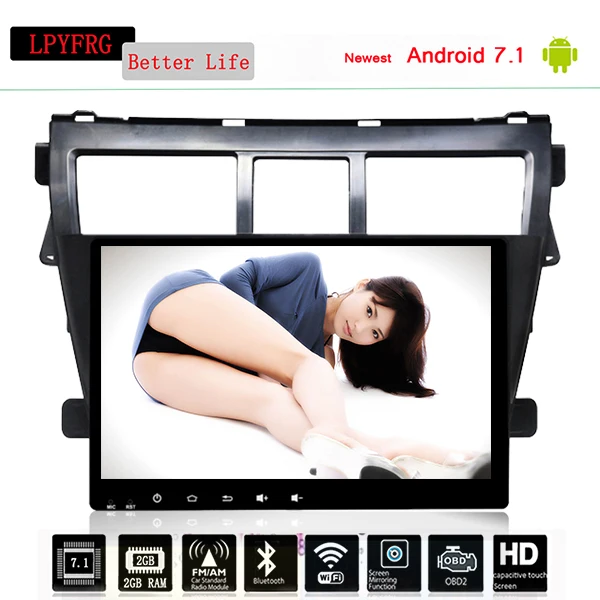 Clearance Auto 2 Din Android 9.0 Audio Car DVD Player for Toyota Vios 2007 2008 - 2012 with Gps Navigation System Stereo Bluetooth Radio 1