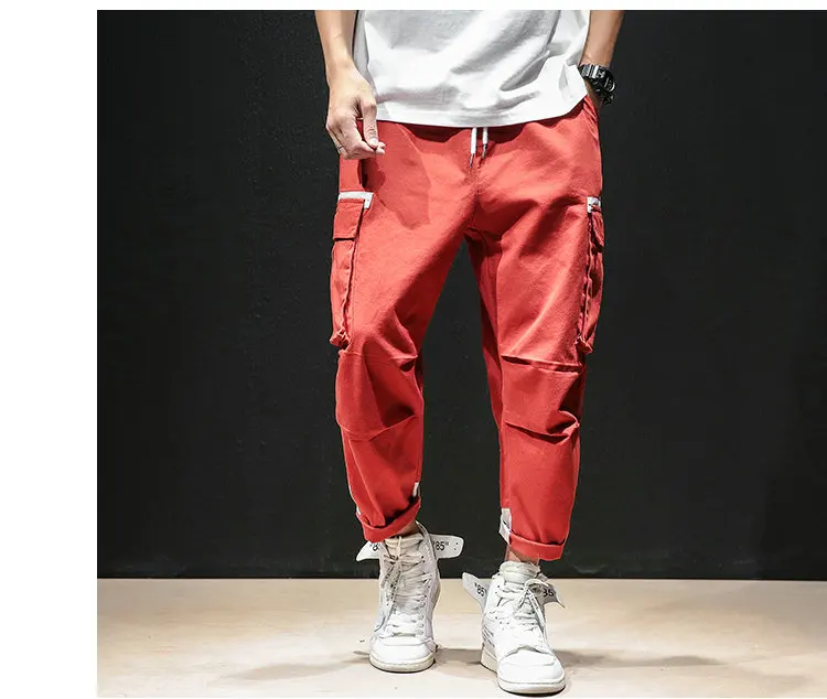 2019 накладные карманы шаровары мужские беговые брюки в повседневном стиле широкие в стиле милитари брюки Harajuku Уличная Хип Хоп мода Swag