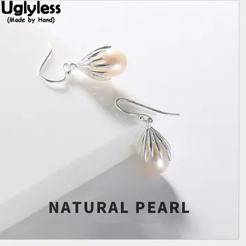 

Uglyless 100% Real 925 Sterling Silver Eggplant Earrings for Women Natural Pearls Earrings Handmade Fine Jewelry Gems Brincos