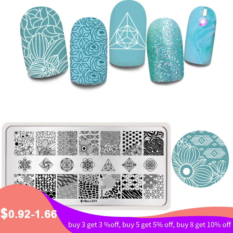 

Harunouta Stainless Steel Nail Art Stamping Plates Flowers Rectangle Nail Stamp Image Template Manicure Stencil Tools