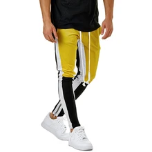 New Fashion Slim Men Pants Hip Hop Tracksuit Bottoms Skinny Joggers Men's Sweat Track Zipper Long Pants Fitness Trousers