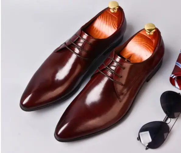 Men Dress shoes lace up low heel shoes 