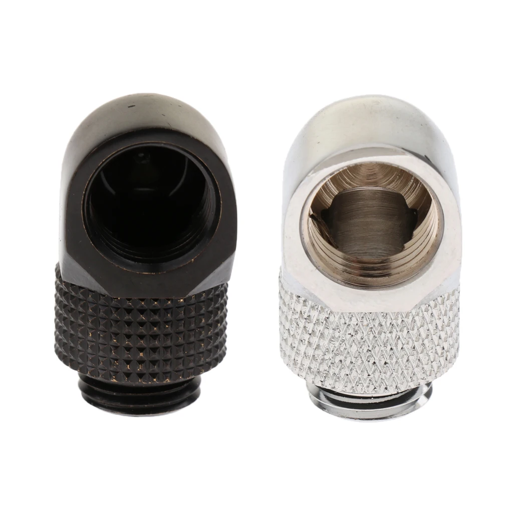  Thread Rotary Fitting Water Cooling Connector 90 Degree Metal Fitting Adapter for PC Water Cooling System Black