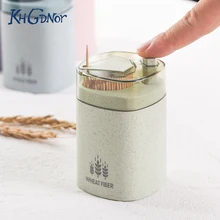 KHGDNOR Автоматическая подставка для Зубочисток контейнер Пшеничная солома Ручной пресс зубочистка держатель коробка для хранения Диспенсер домашний декор