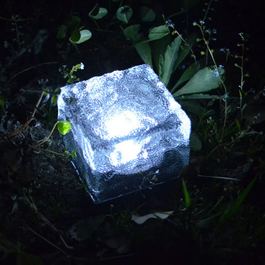 BEIAIDI 5 шт. светодиодный светильник на солнечных батареях, подземный светильник, кристалл, стекло, форма ледяного кирпича, уличный светильник для сада, дороги, безопасности