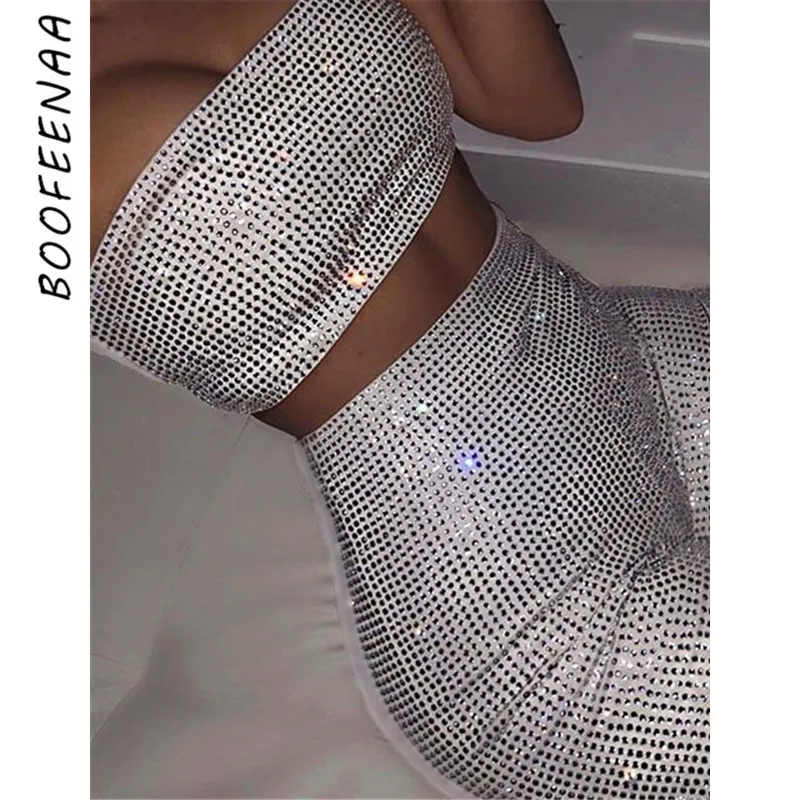 white rhinestone two piece set