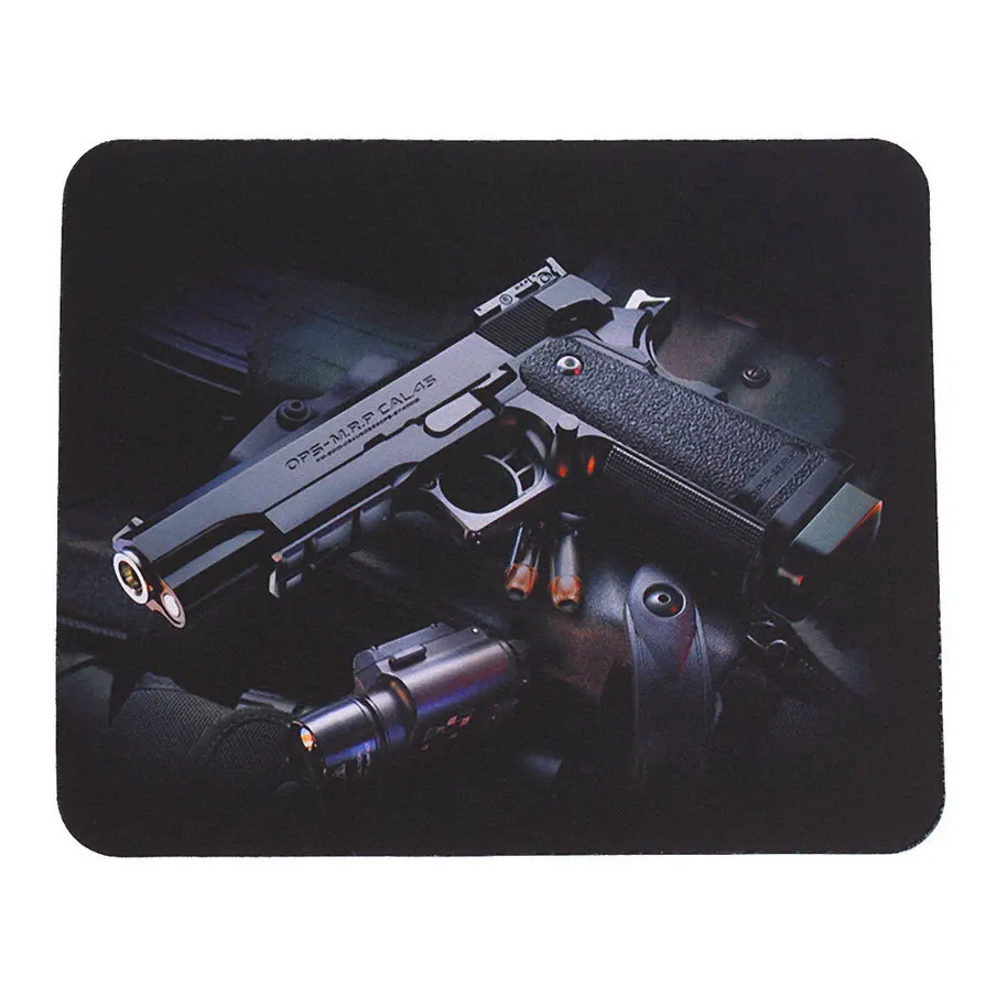 

2pcs/lot Guns Picture Anti-Slip Laptop Computer PC Mice Gaming Mouse Pad Mat Mousepad For Optical Laser Mouse 22cm*18cm