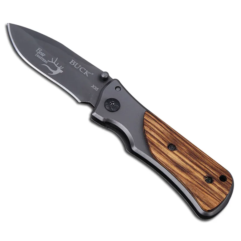 

Mengoing Pocket Folding Blade Knife 3Cr13Mov Titanium Stainless Steel Knife 57HRC Hardness Utility EDC Knife