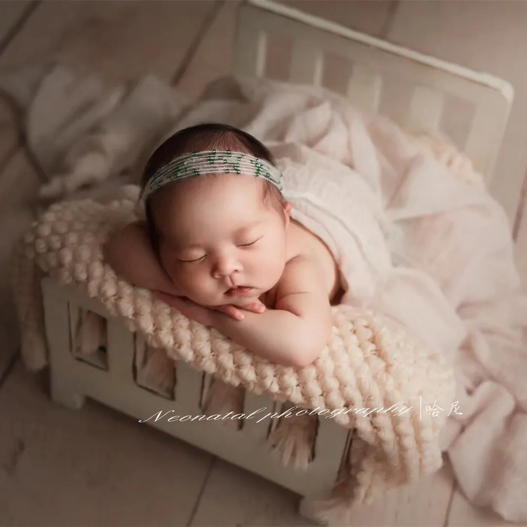 Реквизит для фотосъемки новорожденных Фото Ретро маленькая кровать полная луна детская студия реквизит Мори деревянная кровать