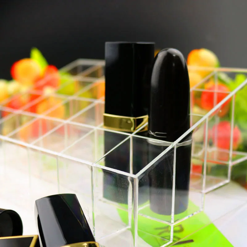 Portable transparent 24 Grids Makeup Storage Box for Lipstick Holder Organizer Nail Polish Display Stand