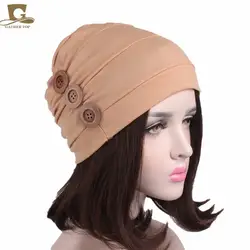 Новая мода Для женщин Эластичный шапочка cap три дерева и пуговицы Химиотерапию Крышка для выпадения волос Для женщин Элегантный банданы