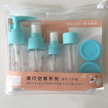 

7 pcs/set Refillable Travel Bottles Set Package Cosmetics Bottles Plastic Pressing Spray Bottle Makeup Tools Kit For Travel