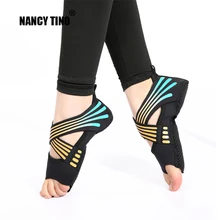 NANCY TINO профессиональные носки для йоги для взрослых воздушная Йога балет с открытым носком нескользящая обувь для йоги Женская бандажная обувь для фитнеса