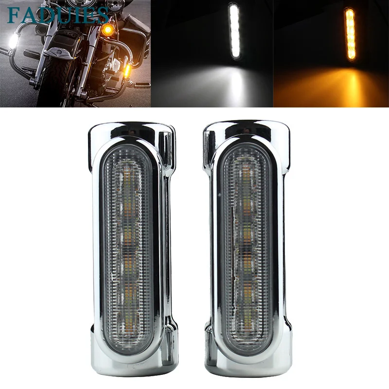 FADUIES Chrome Motorcycle Highway Bar Switchback Turn Signal Light For