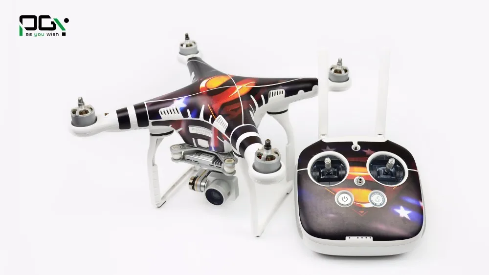 PGY DJI Phantom 3 Accessories Phantom3 Stickers 3M Graphic Wrap Skin Skins Decals Quadcopter Drone Parts