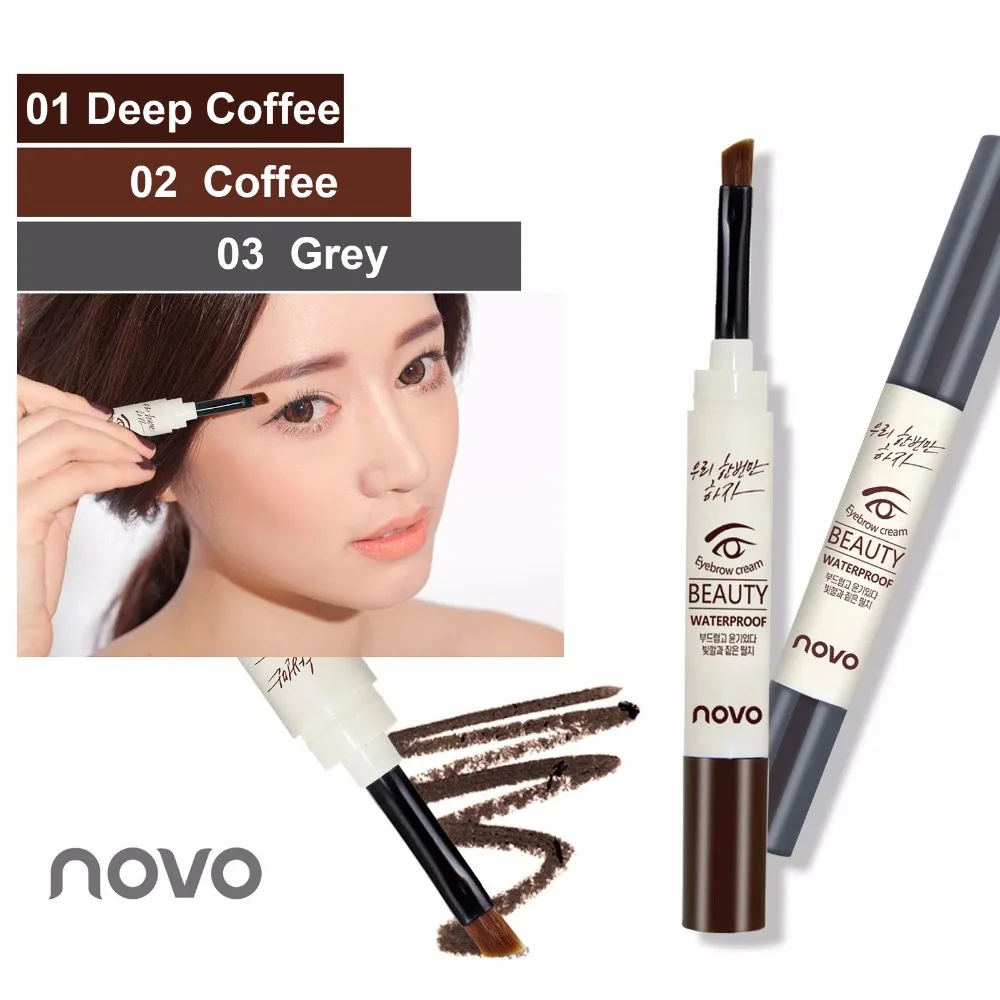 NOVO 3 Colors Eyebrow Cream Gel Make Up Waterproof Eye Brow Gel Long-lasting Natural Makeup Eyebrow Pencil Enhancer With Brush