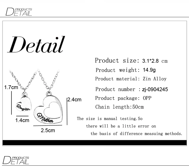 Эффектное ожерелье с сердечком для мамы и дочки, полые сплайсинговые ожерелья, полировочные серьги-гвоздики с надписями, подарок для мамы и дочки на День Матери