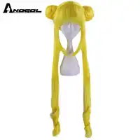 Anogol Anime Sailor Moon ยาวตรง Braids คู่มะนาวสีเหลืองสีบลอนด์สังเคราะห์ Cosplay สำหรับ Halloween Party เครื่องแต่งกาย