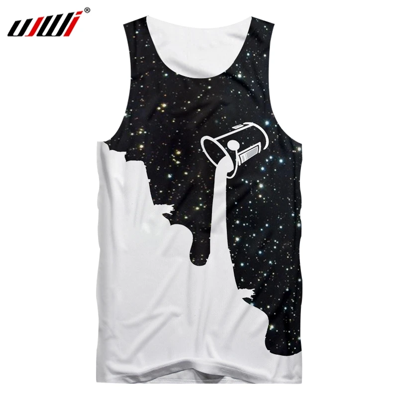 UJWI Hombre рубашка без рукавов тренажерные залы звездное небо 3D майка Топы с принтом молоко хип хоп большой размер наряд Hombre Летний жилет Прямая