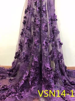 

3d net flower embroidery lace african feather with beaded tulle nigerian fabrics