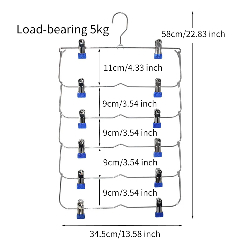 Вешалки для одежды, многослойная вешалка для брюк и юбок, нескользящая металлическая вешалка, зажимы с 12 зажимами, держатель для хранения одежды