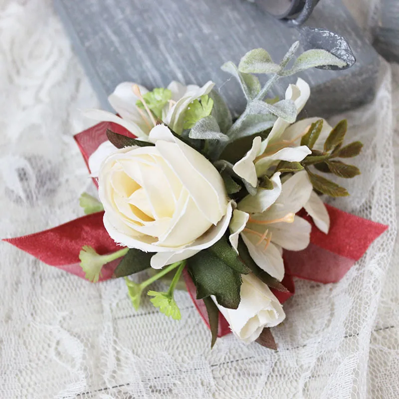 red rose wedding wrist corsage boutonniere flowers  (11)